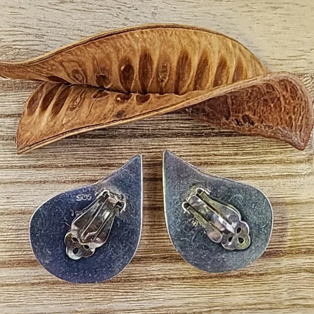 Vintage Taxco Sterling Modernist Clip-on earrings